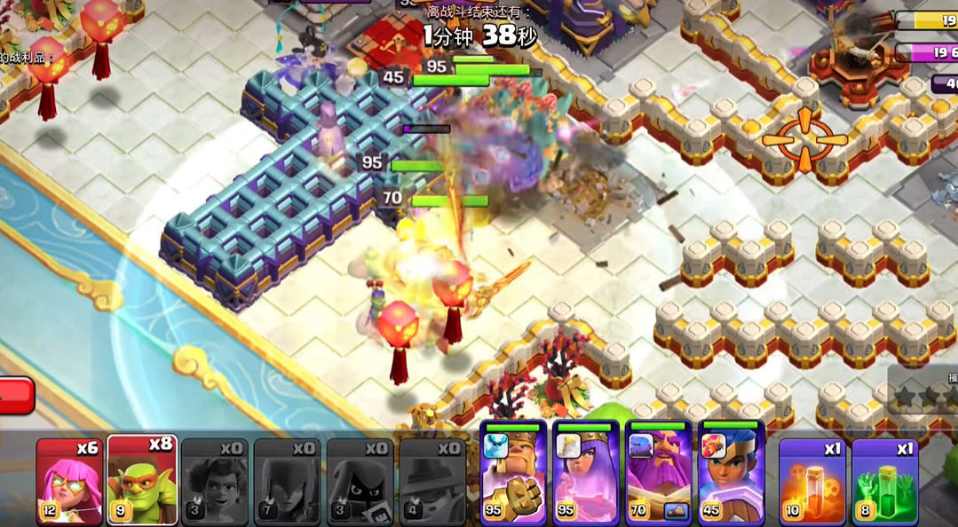 部落冲突怎么准确扔雷电